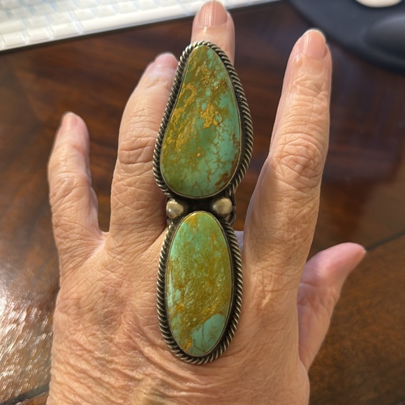 Navajo - Rick Martinez - Kingman Slab & Sterling Ring - Sz 9 - Picture 1 of 10